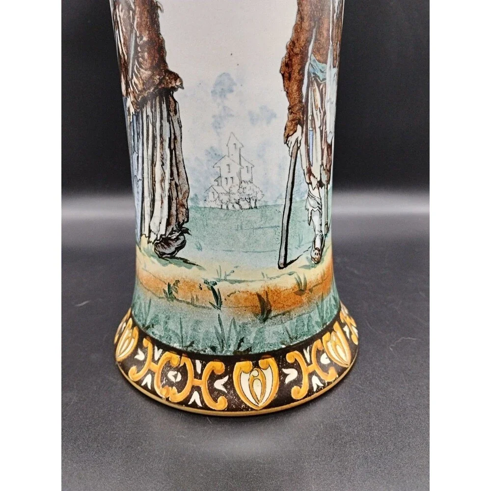 Antique Richard-Ginori Doccia Vase c.1890–1910 – Hand-Painted Peasant Scene,...